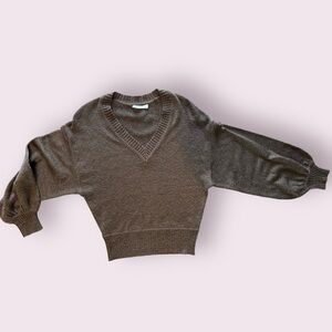 Cozy Brown Knit V-Neck Sweater